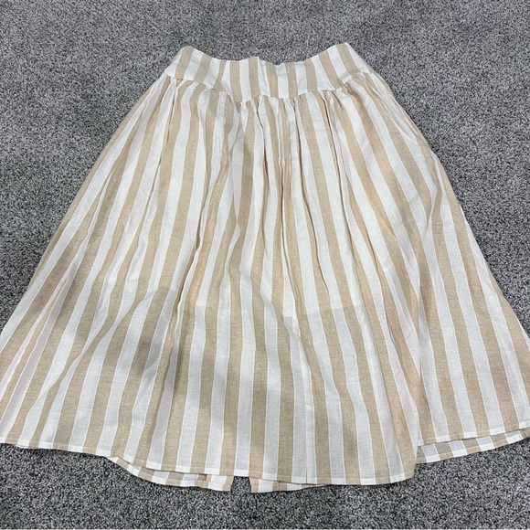 NWT Pomelo Beige Cream Striped Button Front Lined A Line Midi Skirt Cotton XL - Picture 10 of 10
